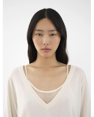 Chloé V-neck Sweater - White