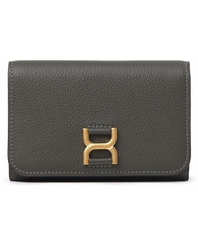 Chloé Marcie Compact Wallet In Grained Leather - Gray