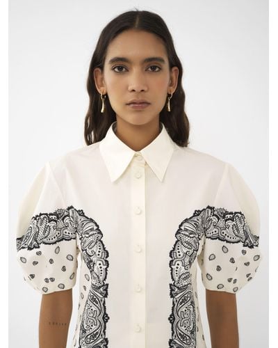 Chloé Balloon-sleeve Printed Shirt - White