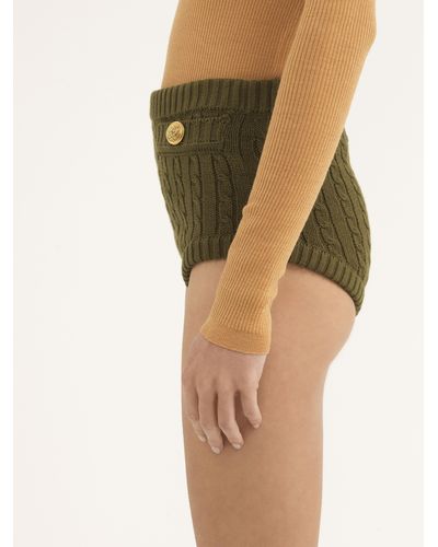 Chloé Cable Knitted Mini Shorts In Cotton - Natural