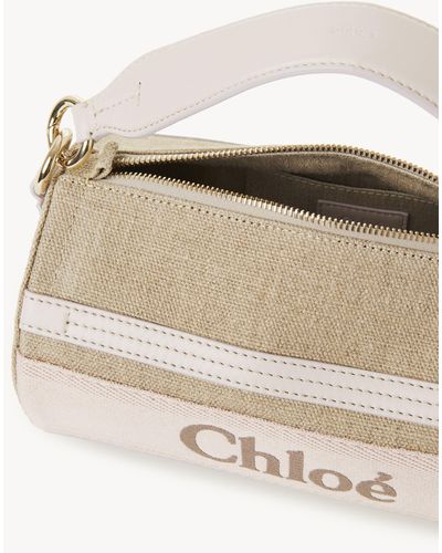 Chloé Tube Shoulder Bag In Linen & Smooth Leather - Natural