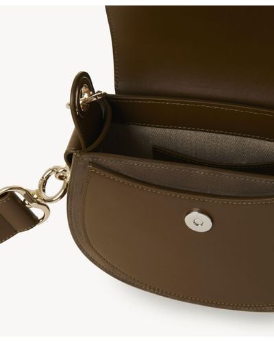 Chloé Small Tess Bag In Shiny & Suede Leather - Brown