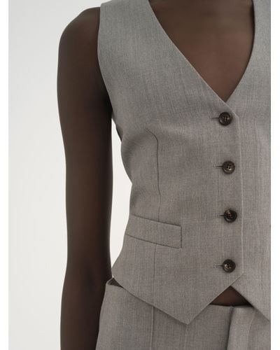 Chloé Tailored Waistcoat In Wool Grain De Poudre - Gray