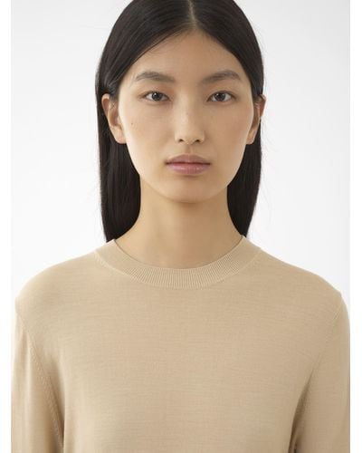 Chloé Crew-neck Fitted Jumper - Natural