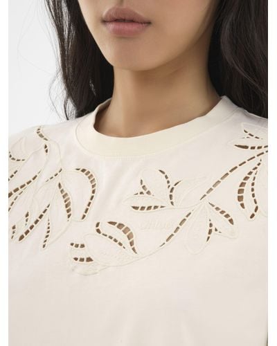 Chloé Embroidered T-shirt - Natural