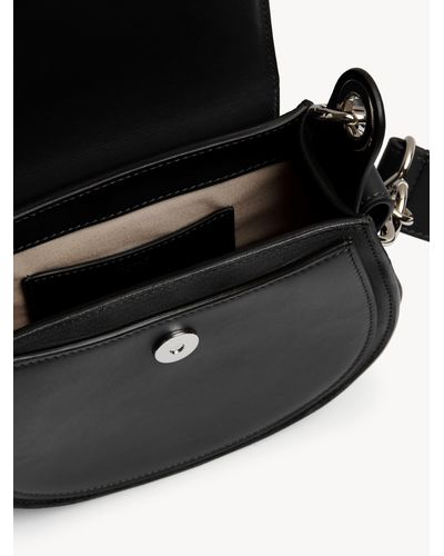 Chloé Small Tess Bag In Shiny And Suede Leather - Black