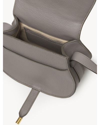 Chloé Small Marcie Saddle Bag In Grained Leather - Gray