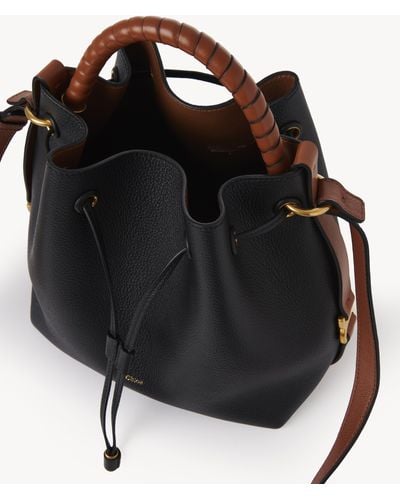 Chloé Marcie Bucket Bag In Grained Leather - Brown