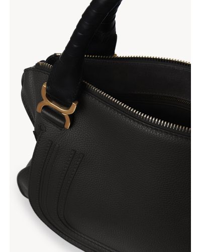 Chloé Large Marcie Bag In Grained Leather - Black