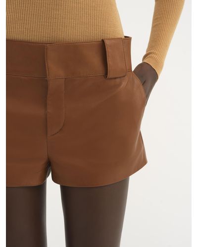 Chloé Tailored Mini Shorts In Soft Nappa Leather - Brown