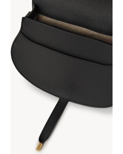Chloé Marcie Saddle Bag In Grained Leather - Black