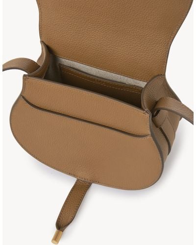 Chloé Small Marcie Saddle Bag In Grained Leather - Natural