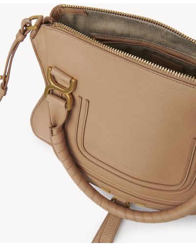 Chloé Marcie Bag In Grained Leather - Natural