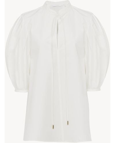 Chloé Tunika-Hemd mit Bändchen am Halsausschnitt - Weiß