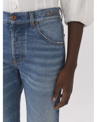 Chloé Fuego Cropped Bootcut Jeans - Blue