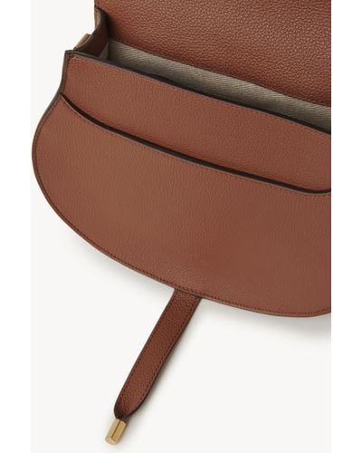 Chloé Marcie Saddle Bag In Grained Leather - Brown