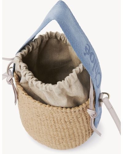 Chloé Small Woody Tote Bag In Fair-trade Paper - Gray