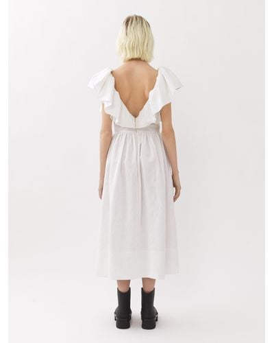 Chloé V-neck Midi Dress - White