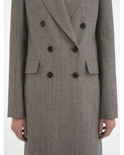 Chloé Tailored Coat In Wool & Cotton Tweed - Gray