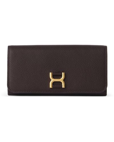 Chloé Marcie Long Wallet With Flap - Brown