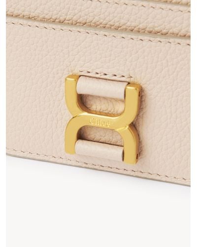 Chloé Marcie Card Holder In Grained Leather - Natural