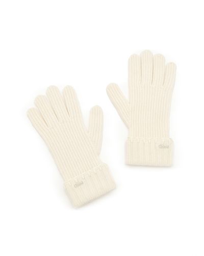 Chloé Ribbed Knit Gloves - White