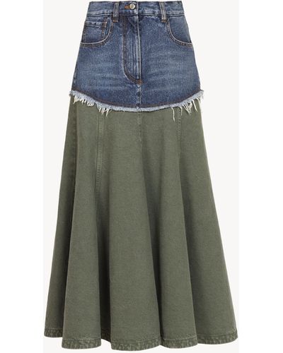 Chloé Flared Long Skirt 87% Cotton, 13% Hemp - Blauw