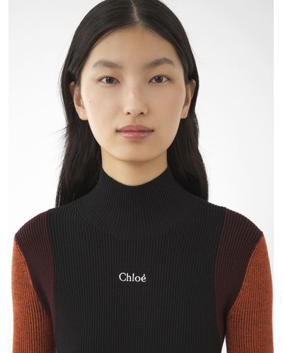 Chloé Fitted Turtleneck Top - Black