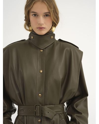Chloé Oversized Blouson Jacket In Leather - Green