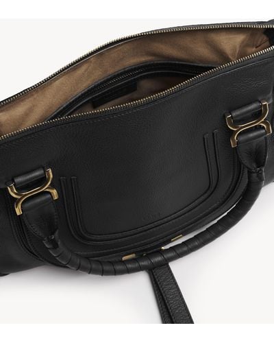 Chloé Marcie Bag In Grained Leather - Black