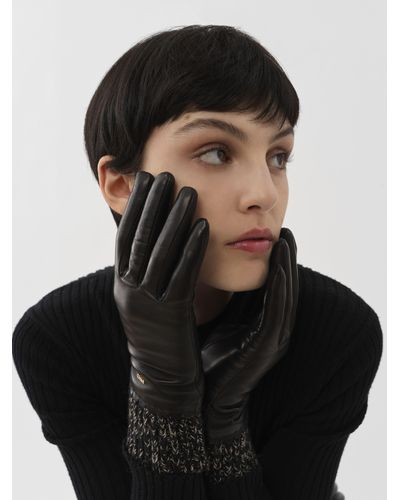 Chloe Women Two-Tone Nylon And Leather Gloves