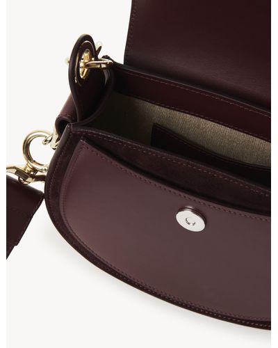 Chloé Small Tess Bag In Shiny & Suede Leather - Purple