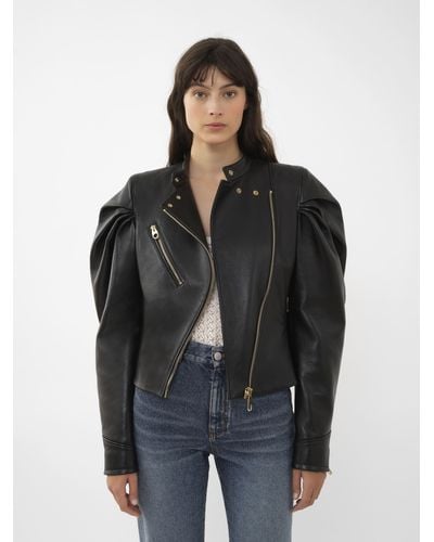 Chloé Asymmetrical Biker Leather Jacket - Black