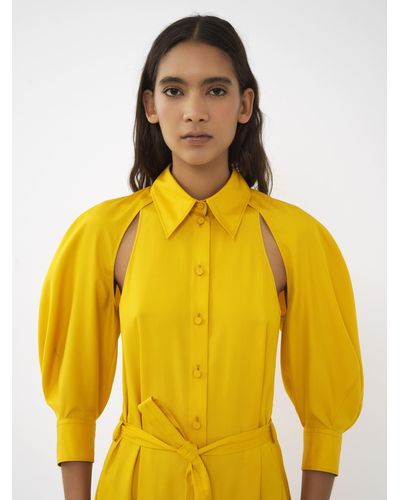 Chloé Cut-out Shirt Dress - Yellow