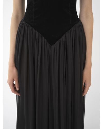 Chloé Bi-material Evening Dress - Black