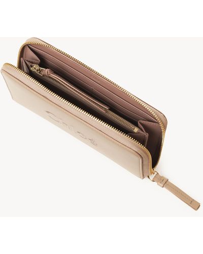 Chloé Chloé Sense Long Wallet In Soft Leather - Natural