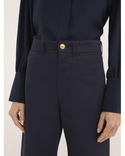 Chloé Cropped Flared Pants In Cotton Gabardine - Blue