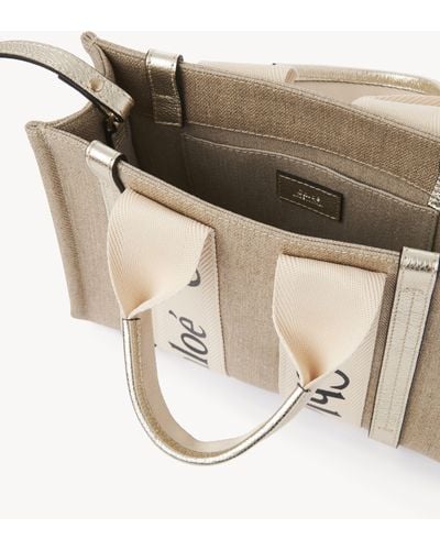 Chloé Small Woody Tote Bag With Strap - Metallic