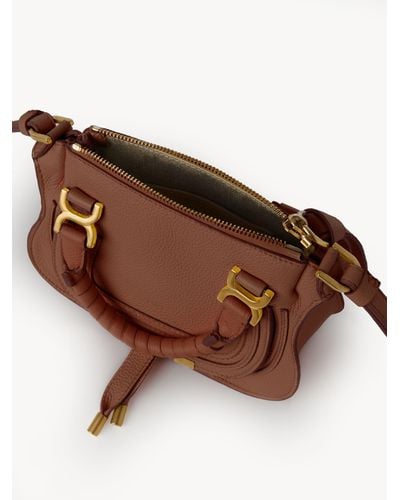 Chloé Mini Marcie Bag In Grained Leather - Brown