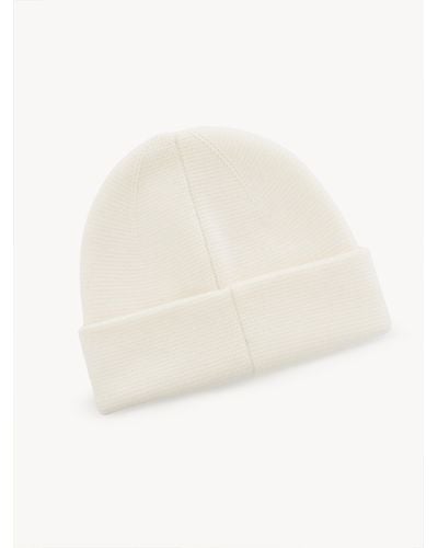 Chloé Embroidered-patch Beanie - White