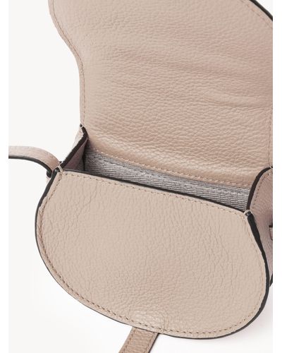 Chloé Nano Marcie Saddle Bag In Grained Leather - Natural
