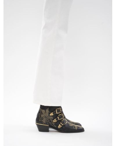 Chloé Boots Susanna Nappa Leather Black Rivets Gold