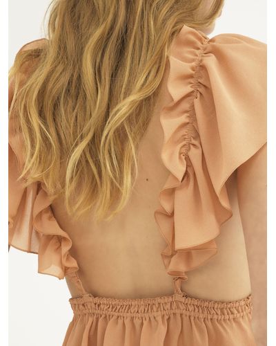 Chloé Gathered Camisole Top In Silk Georgette - Brown