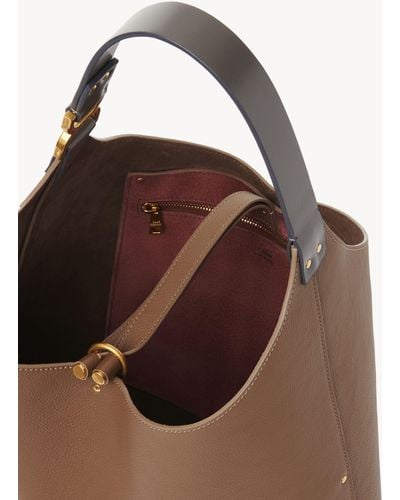 Chloé Marcie Hobo Bag In Grained Leather - Brown
