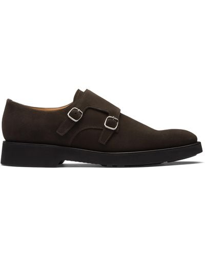 Church's Soft Suede Leather Monk Strap - Black