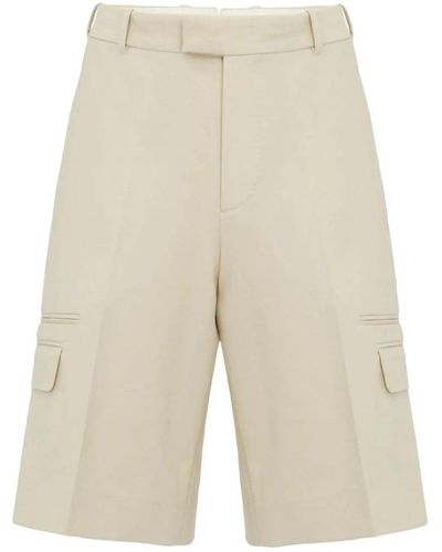 Alexander McQueen Mid Cotton Shorts - Natural