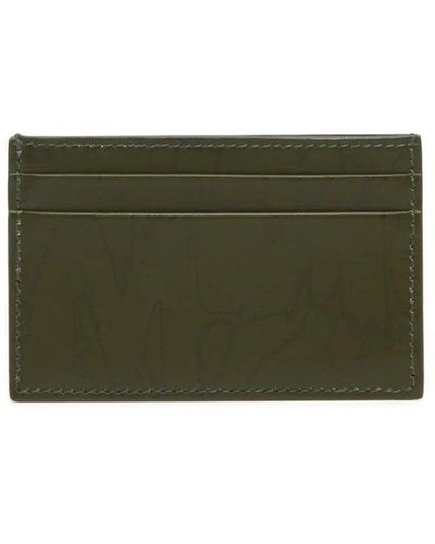Alexander McQueen Printed Leather Card Case - Green