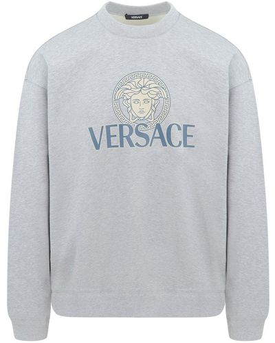 Versace Non Brushed Medusa Branding Sweatshirt - Grey