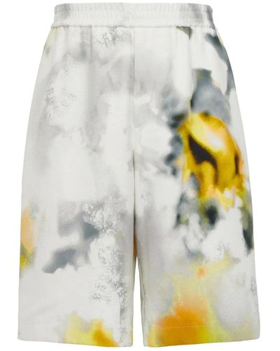Alexander McQueen Obscured Floral Print Shorts - Grey