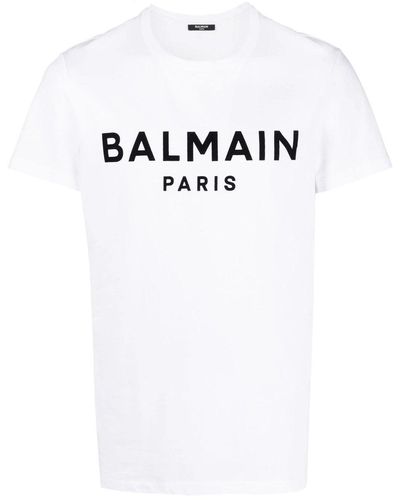 Balmain Print T Shirt Straight Fit - White